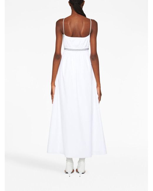 Miu Miu White Embroidered-logo Cotton Maxi Dress