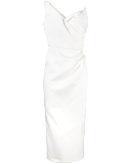 Rachel Gilbert White Edan Asymmetric Midi Dress