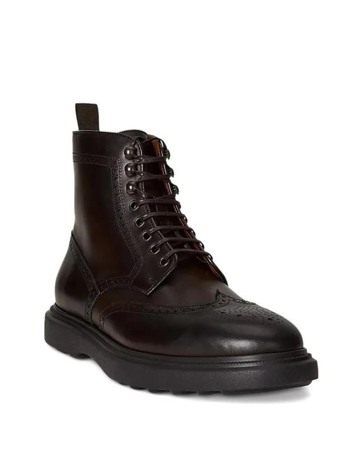 Polo Ralph Lauren Black Brogue Lace-Up Boots for men