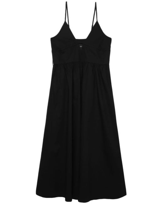 Herskind Black Miranda Tie-detail Cotton Midi Dress
