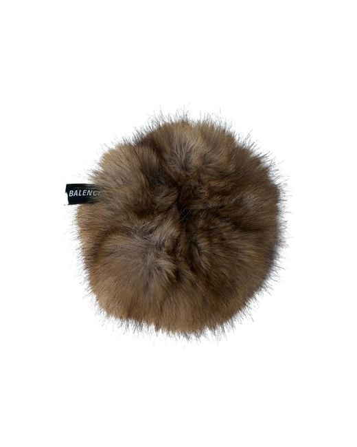 Balenciaga Brown Holli Faux-Fur Round Scrunchie