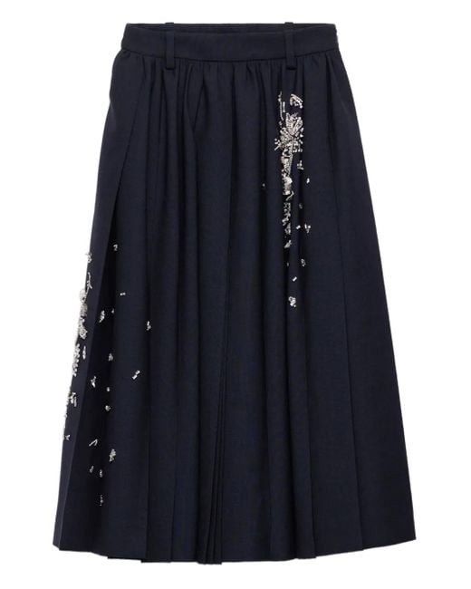 Prada Blue Verzierter Plisseerock