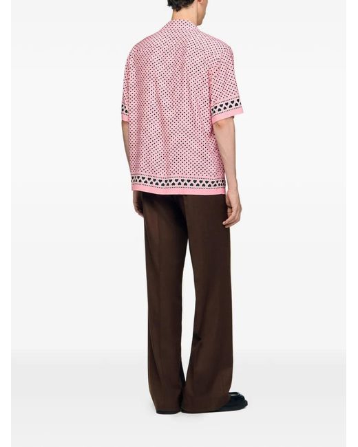 Sandro Pink Heart Motif Flowing Shirt for men