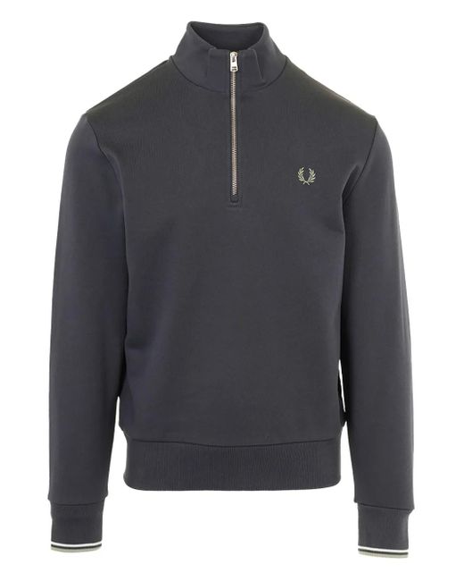 Sweat À Col Zippé À Logo Fred Perry pour homme en coloris Gray