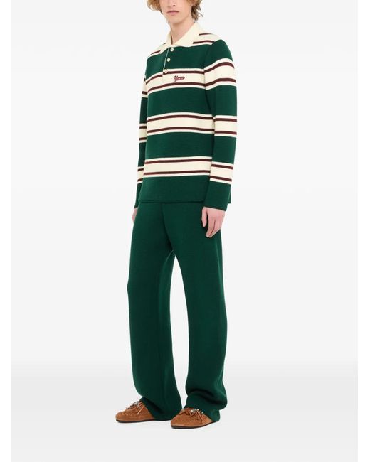 Alanui Green Striped Polo Shirt for men