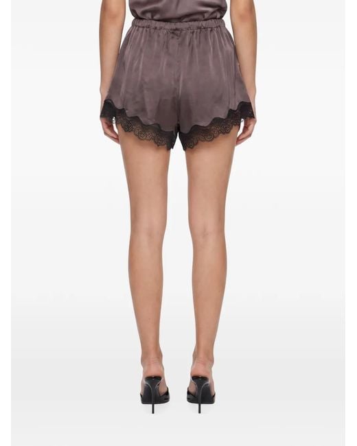 ANDAMANE Brown Lune Lace-Trim Shorts
