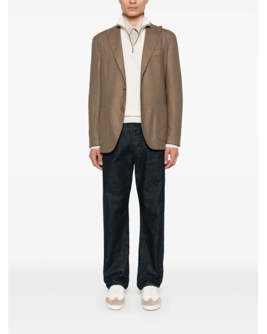 Boglioli Brown Patch-Pocket Single-Breasted Blazer for men