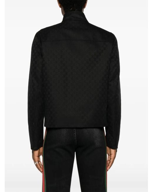 Gucci Black Gg-Pattern Zip-Up Jacket for men