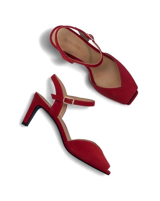 Bernardo Red Hartley Buckle-Fastening Peep-Toe Sandals