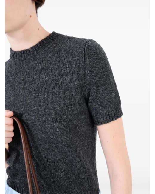 Prada Black Short-Sleeve Cashmere Top