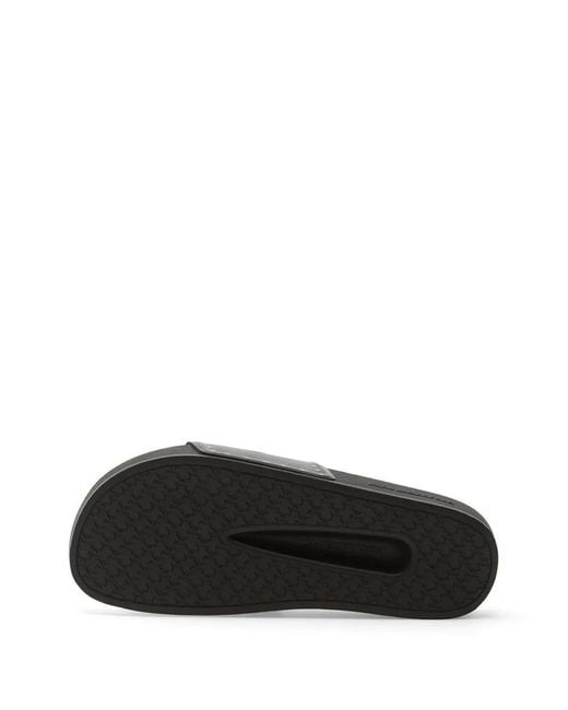 Karl Lagerfeld Black Studded Logo-Print Slides