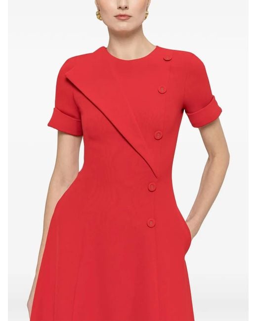 Nissa Red A-Line Midi Dress