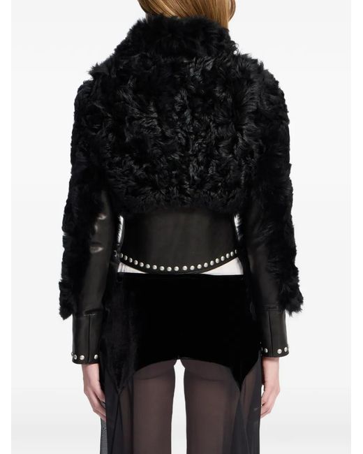 Ann Demeulemeester Black Stud-Embellished Shearling Jacket