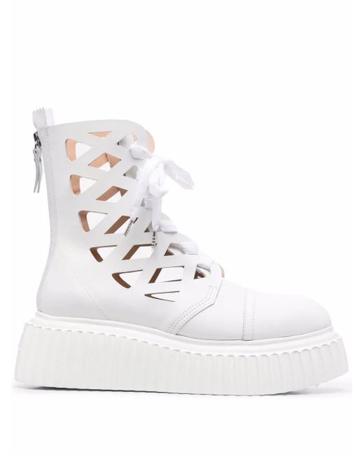 Agl Attilio Giusti Leombruni White Cut-Out Ankle Boots