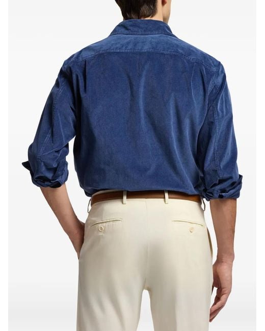 Ralph Lauren Blue Fine-Wale Corduroy Shirt for men