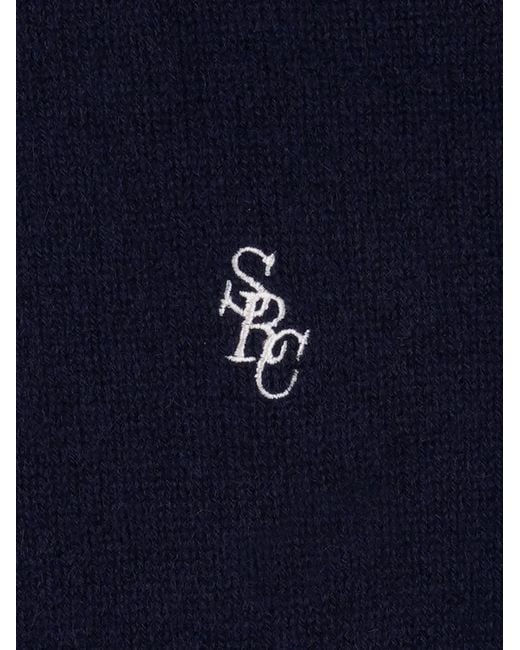 Sporty & Rich Blue Pull À Logo Brodé