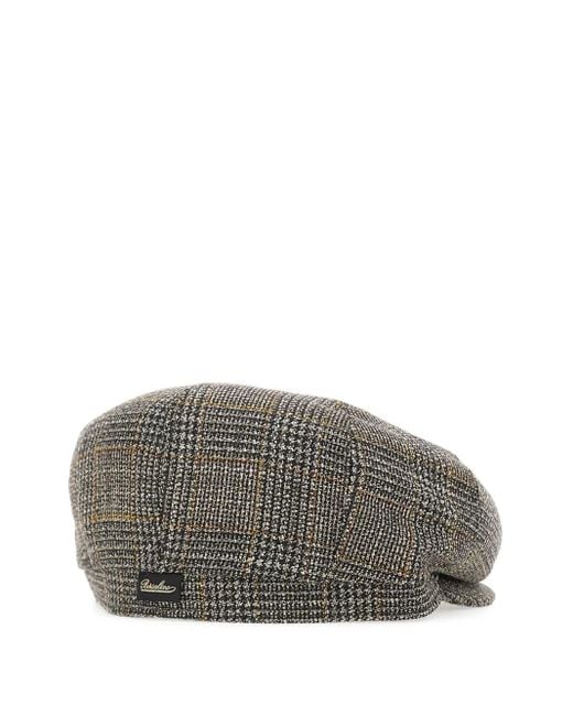 Borsalino Gray Houndstooth Wool Beret