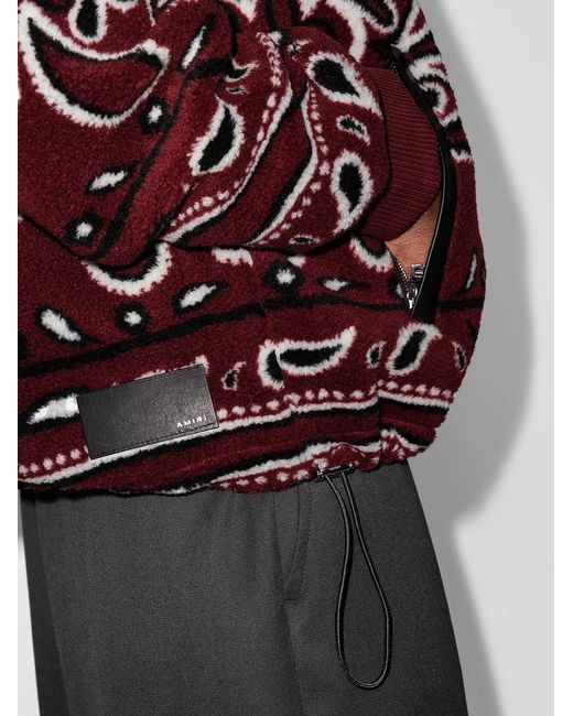 Amiri Red Bandana Print Fleece Jacket for men