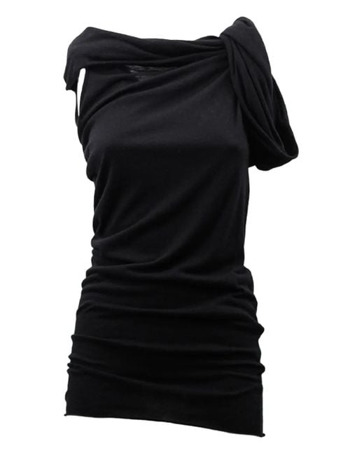 Rick Owens Black Draped Asymmetric Top