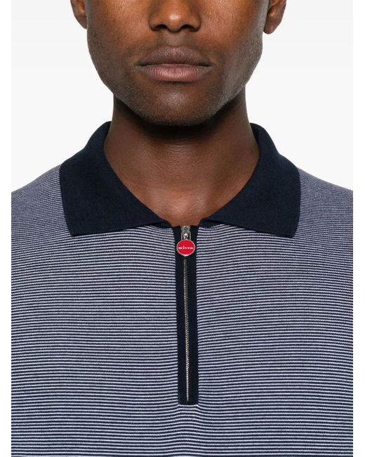 Kiton Blue Striped Cotton Polo Shirt for men