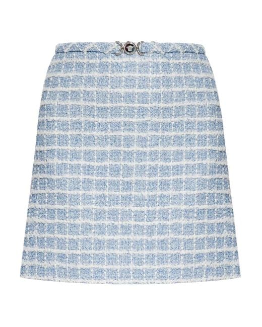 Versace Blue Tweed Skirt With Lurex Thread