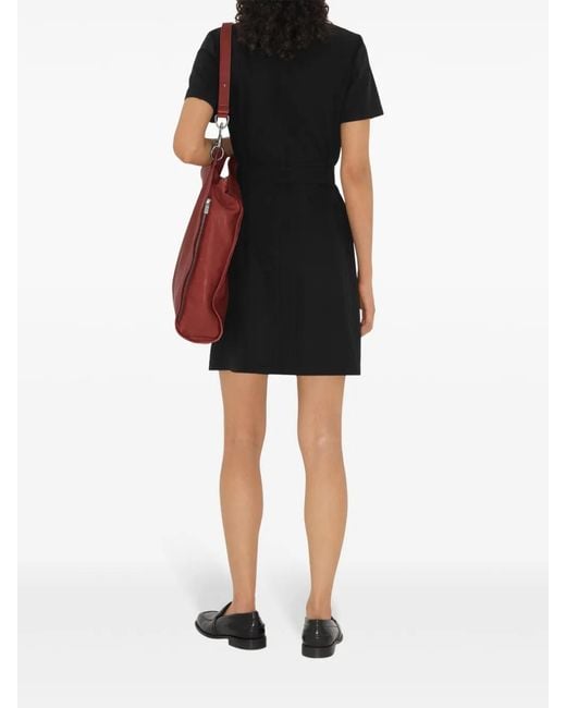 Vestido Corto Con Cinturón Burberry de color Black