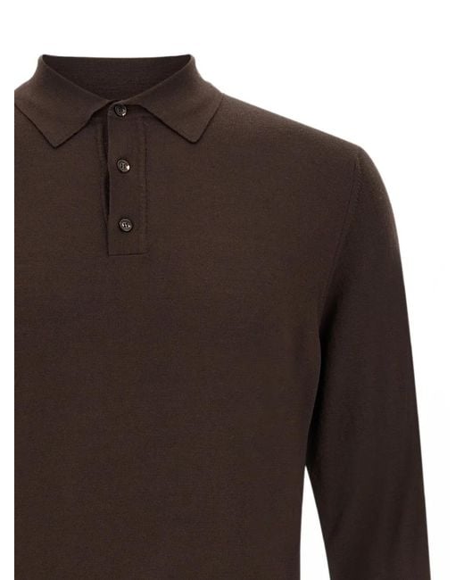 Zanone Brown Long-Sleeve Polo Shirt for men