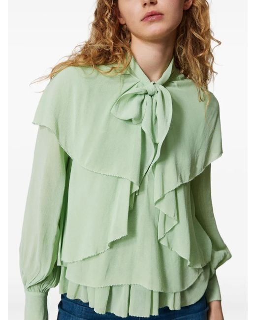 Twinset Green Flounces Blouse