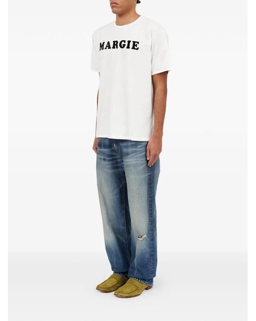 MM6 by Maison Margiela White Graphic-Print Cotton T-Shirt for men