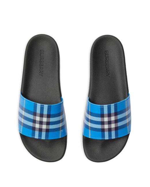 メンズ Burberry チェック サンダル Blue