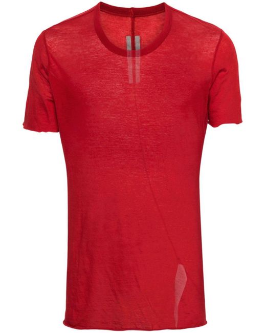 Rick Owens Red Raw-cut Cotton T-shirt for men