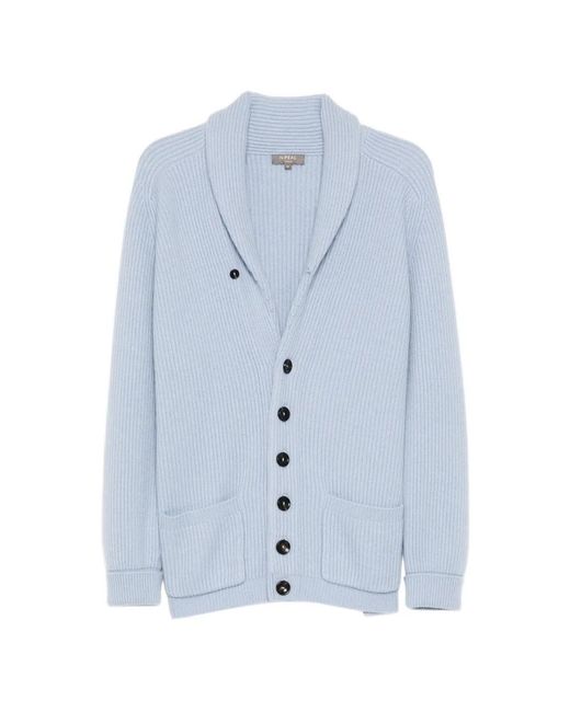 N.Peal Cashmere Blue Kensington Cardigan for men