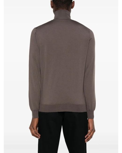 Dell'Oglio Brown Roll-Neck Knit Jumper for men