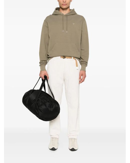 White Sand White Belted Corduroy Trousers for men