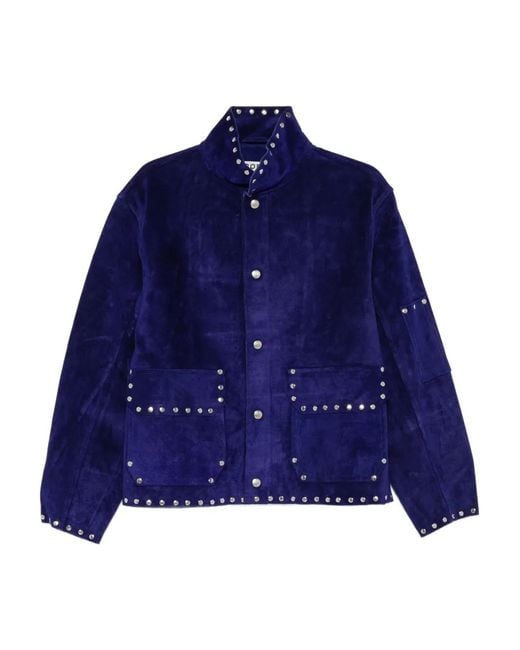 Bode Blue Studded Suede Jacket for men