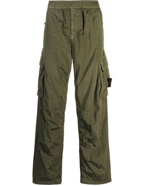Stone Island Green Compass-patch Cargo Trousers for men