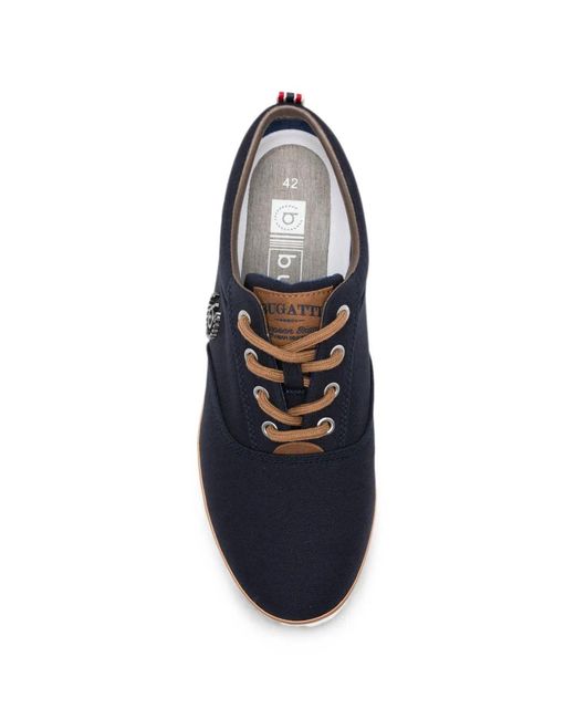Bugatti Blue Logo-Plaque Lace-Up Sneakers for men