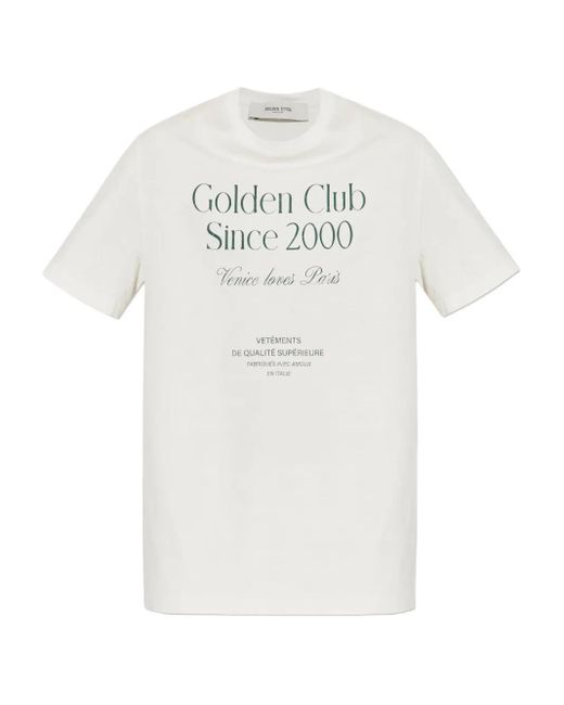 Golden Goose メンズ ホワイト ロゴ Tシャツ