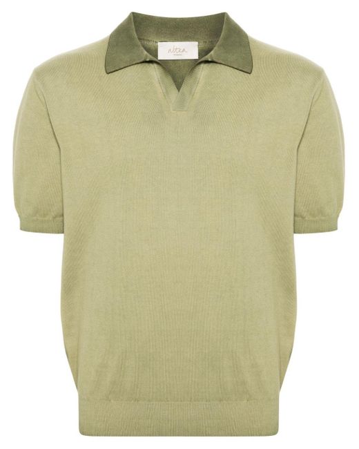 Altea Green Fine-knit Cotton Polo Shirt for men
