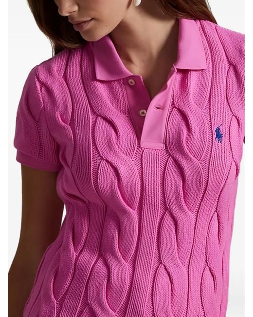 Polo Ralph Lauren Cable-knit Cotton Polo Shirt Pink