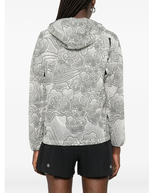 Asics Gray Patterned Hooded Windbreaker