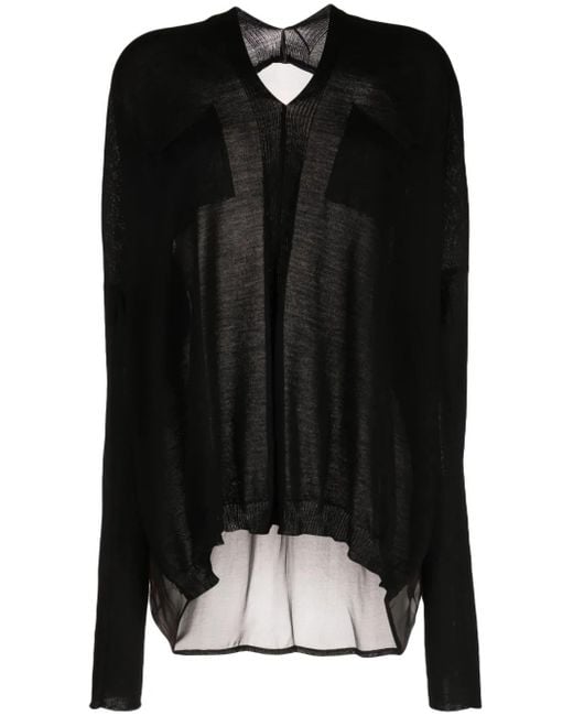 Masnada Black Abstract-Print Wool Blouse