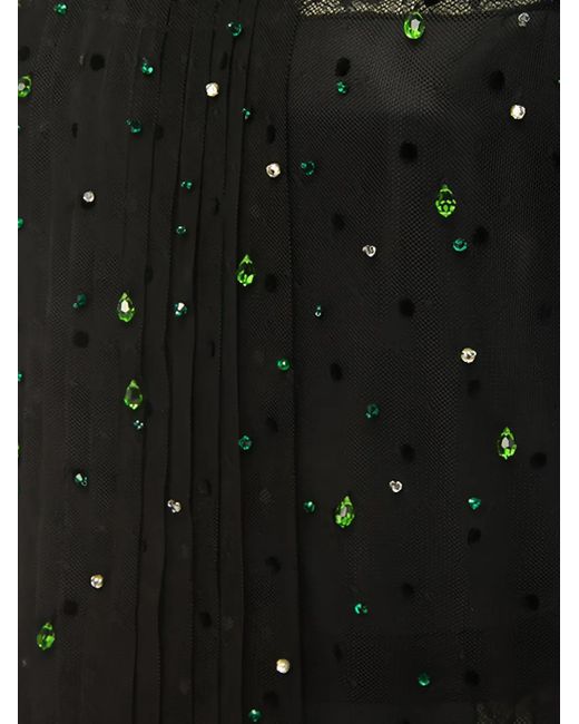Prada Black Crystal-Embellished Pleated Dress
