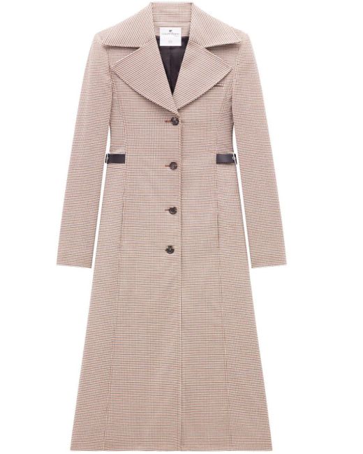 Courreges Natural Checked Wool Long Coat
