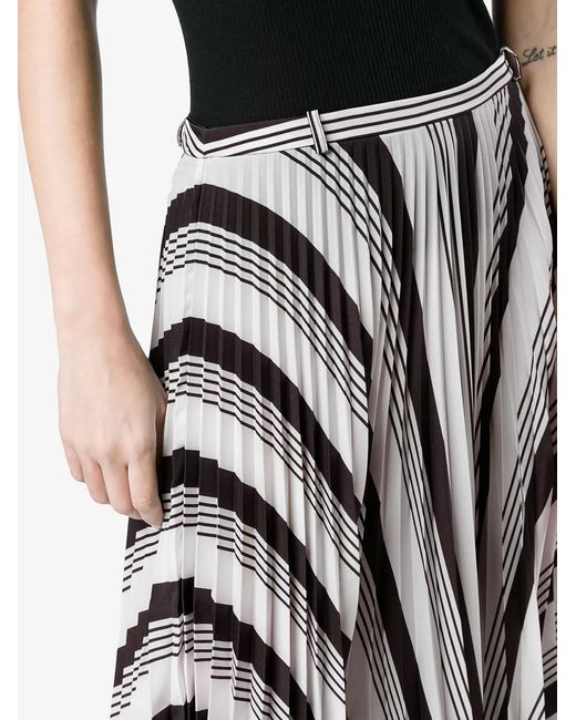 Balenciaga White Pleated Midi Skirt With Stripes