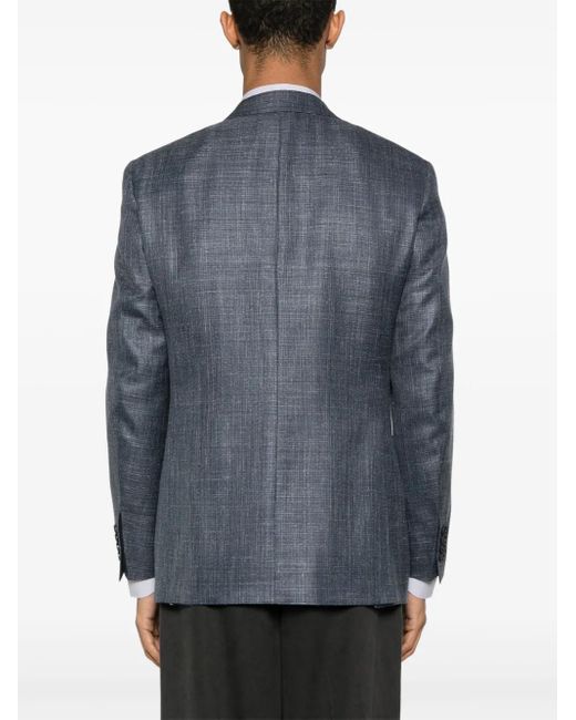 Canali Blue Slub-Texture Blazer for men