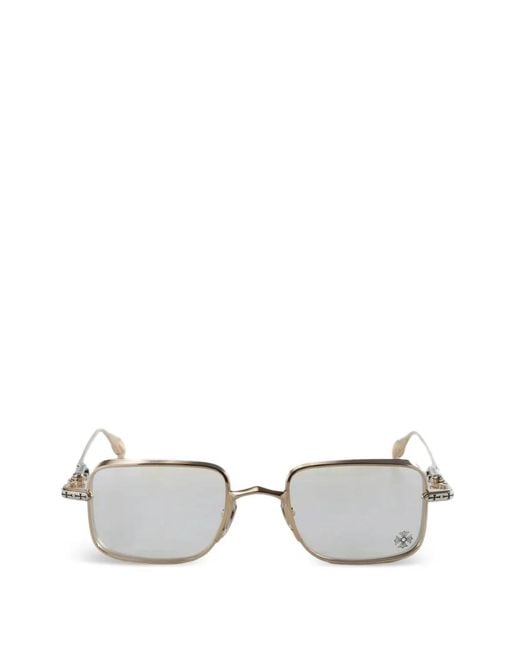 Chrome Hearts White Rectangle-Frame Glasses