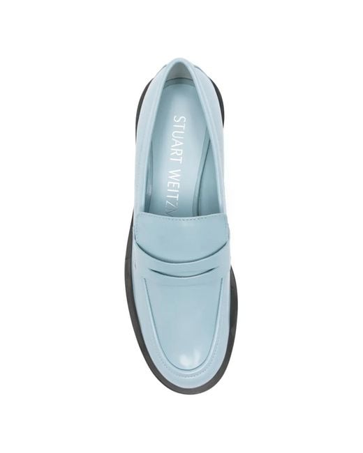 Stuart Weitzman Blue Leather Loafers