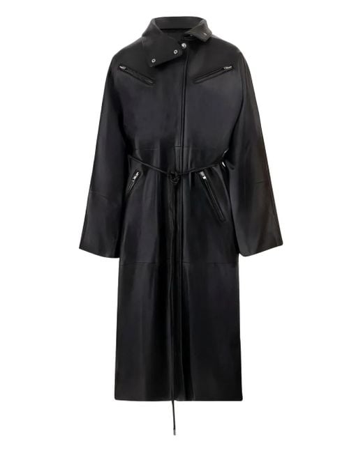 Stand Studio ベルテッド レザーコート Black