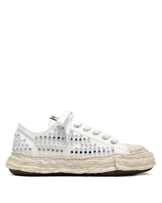 Maison Mihara Yasuhiro White Studded Canvas Low-Top Sneakers